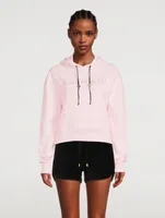 Cropped Hoodie With Rhinestone Logo