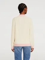 Wool-Blend Cable Knit Sweater With Patch