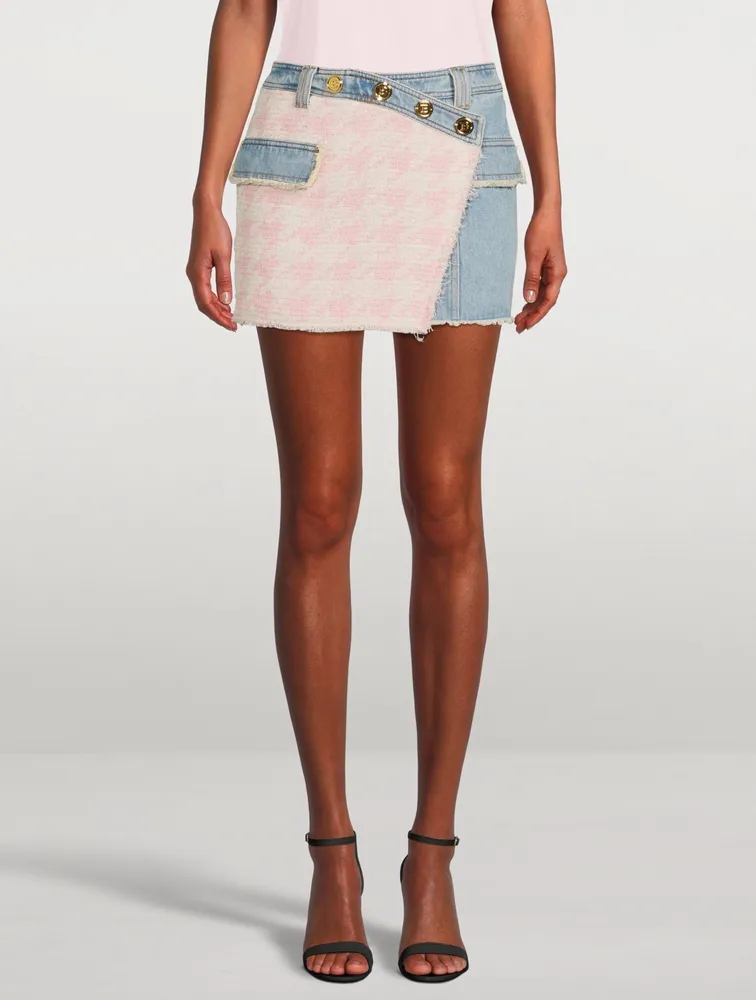 Tweed And Denim Mini Skirt