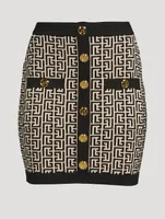 Wool Mini Skirt Monogram Print