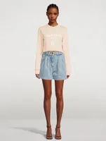 High-Waisted Belted Denim Shorts