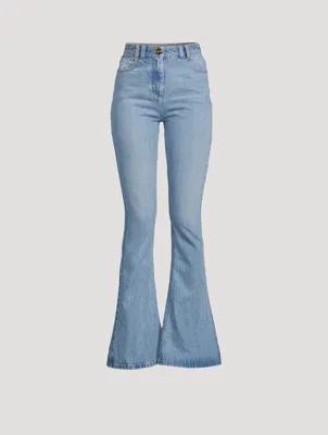 High-Waisted Flare Jeans With Monogram Pockets