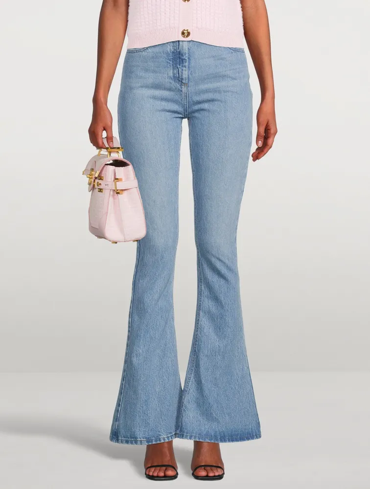 High-Waisted Flare Jeans With Monogram Pockets