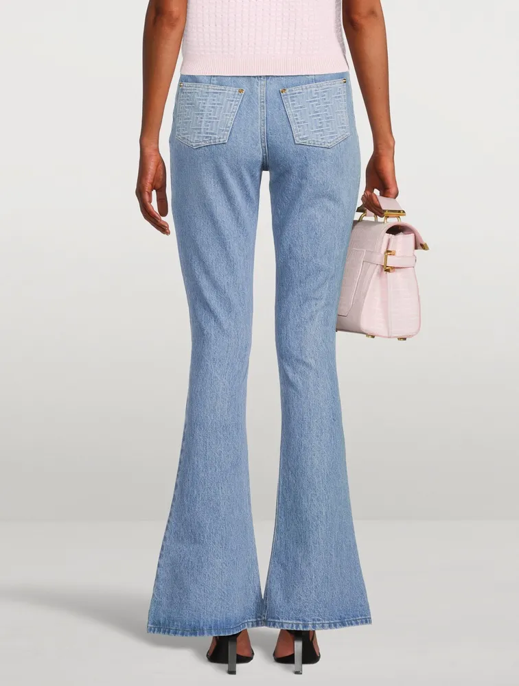 High-Waisted Flare Jeans With Monogram Pockets