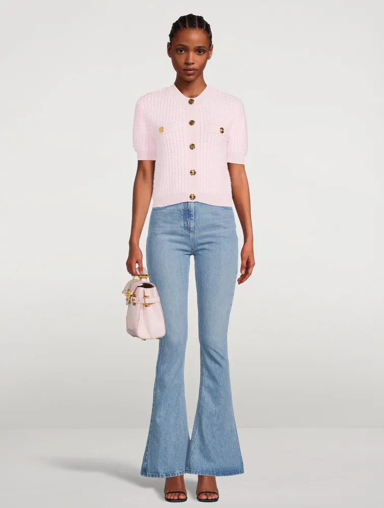 High-Waisted Flare Jeans With Monogram Pockets