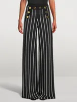 Wide-Leg Pants Striped Print