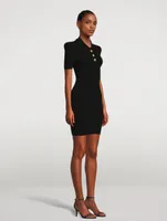 Knit Mini Dress With Goldtone Buttons