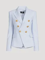 Cotton Pique Six-Button Blazer