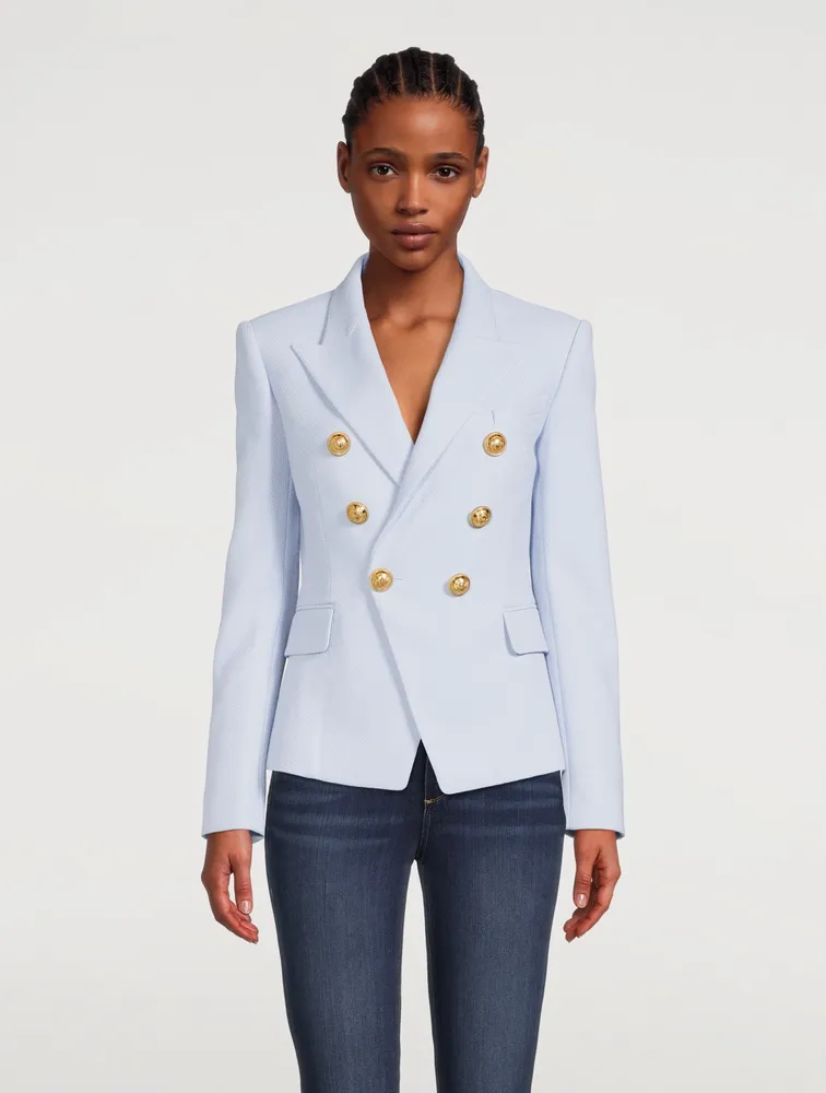 Cotton Pique Six-Button Blazer