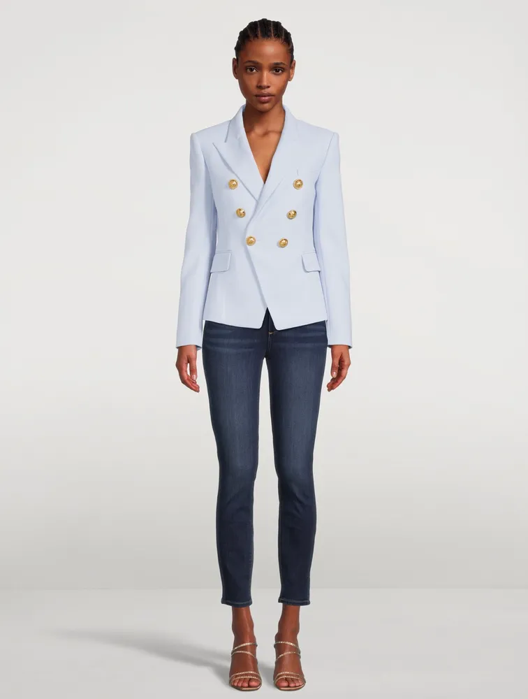 Cotton Pique Six-Button Blazer