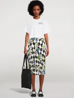 Check Pleated Midi Skirt With Belt