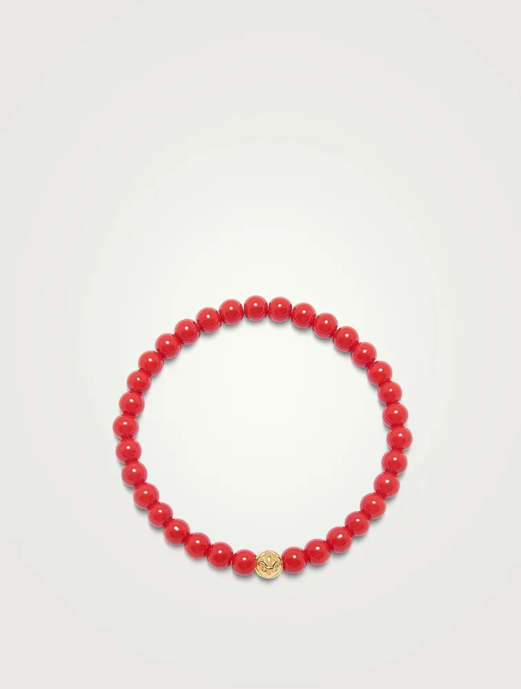 Red Vintage Trifocal Beaded Bracelet