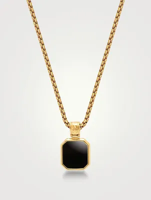 18K Gold Plated Necklace With Matte Onyx