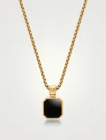 18K Gold Plated Necklace With Matte Onyx