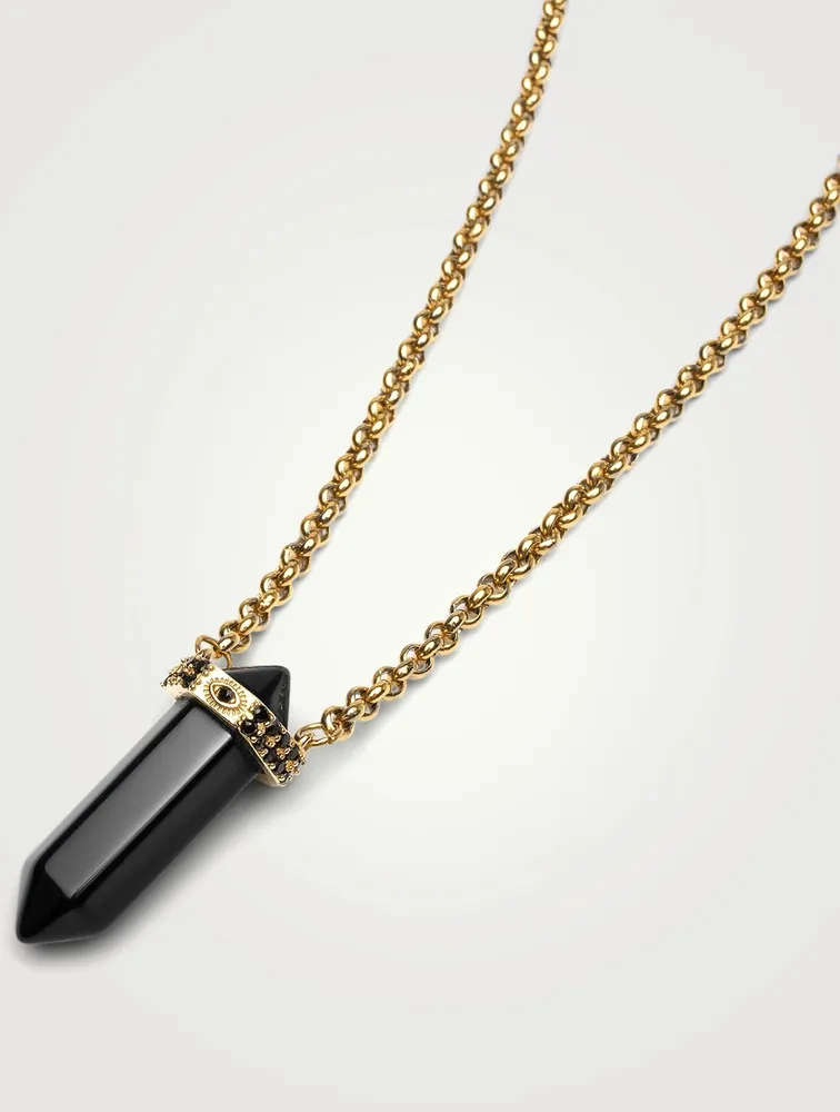 18K Gold Plated Evil Eye Necklace With Black Agate Crystal