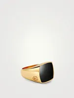 18K Gold Plated Signet Ring With Onyx