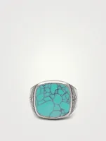 Vintage Sterling Silver Signet Ring With Turquoise