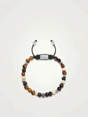 Beaded Bracelet With Brown Tiger Eye, Horn And Buffalo