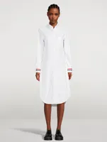 Oxford Midi Shirt Dress With Embroidered Cuffs