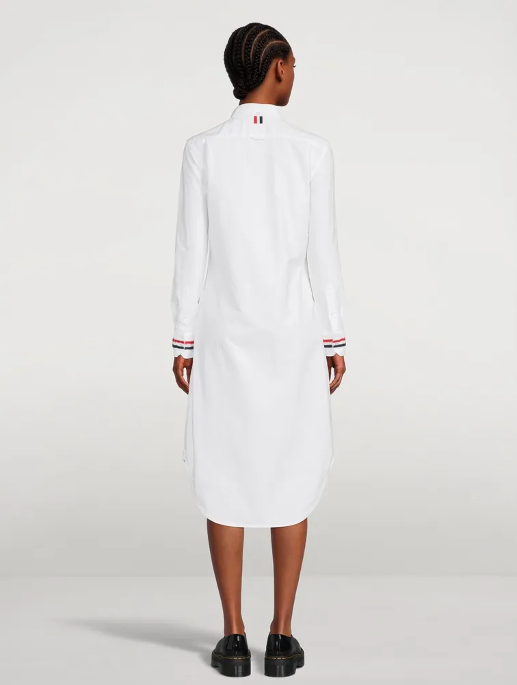 Oxford Midi Shirt Dress With Embroidered Cuffs