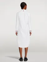 Oxford Midi Shirt Dress With Embroidered Cuffs