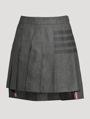 Wool Dropped Back Pleated Mini Skirt