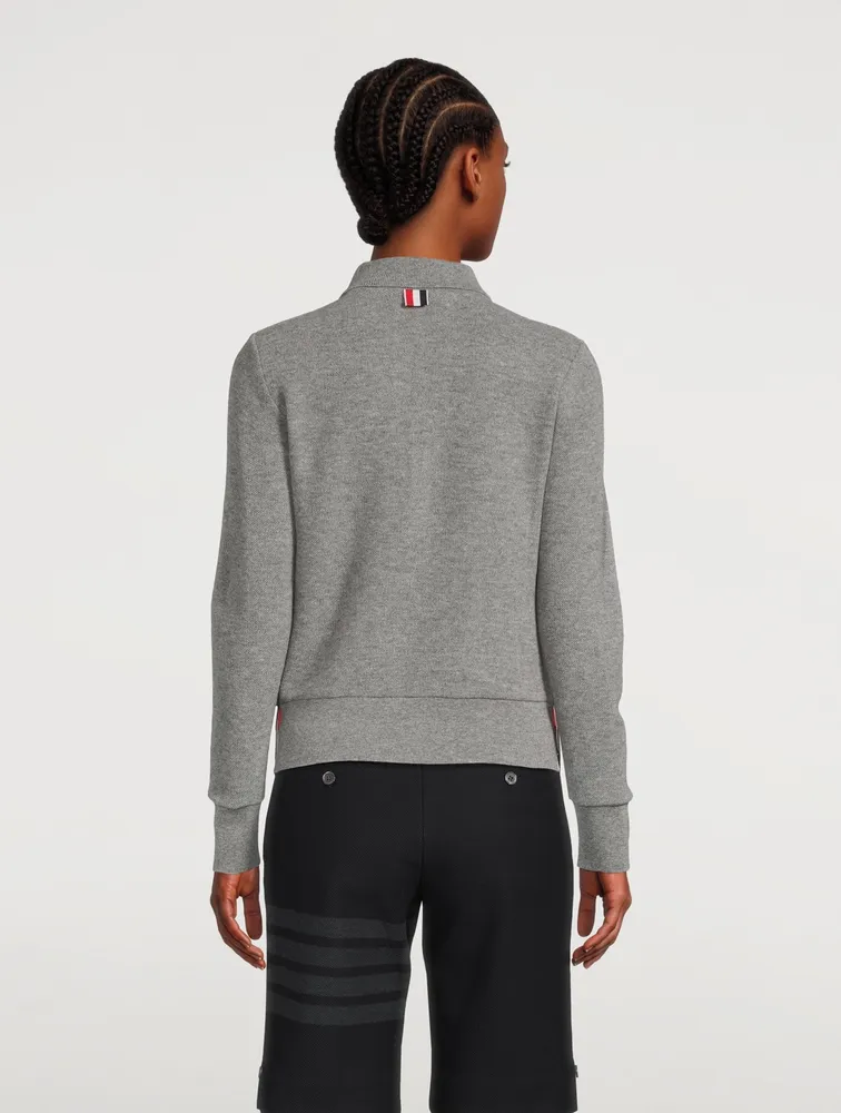 Long-Sleeve Cashmere Polo Sweater