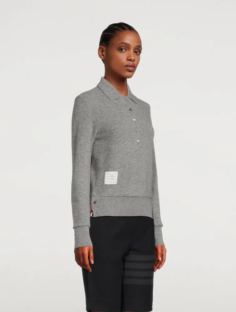 Long-Sleeve Cashmere Polo Sweater