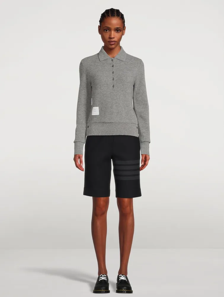 Long-Sleeve Cashmere Polo Sweater