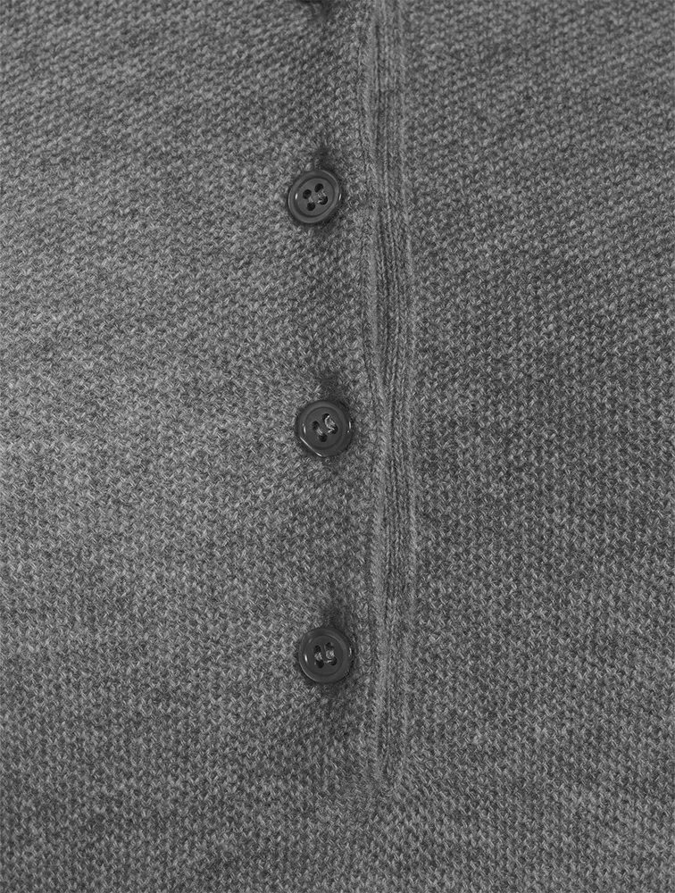 Long-Sleeve Cashmere Polo Sweater