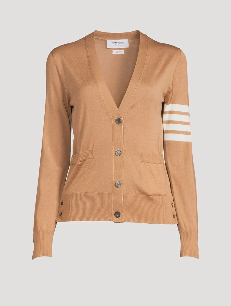Wool Cardigan With Four-Bar Stripe