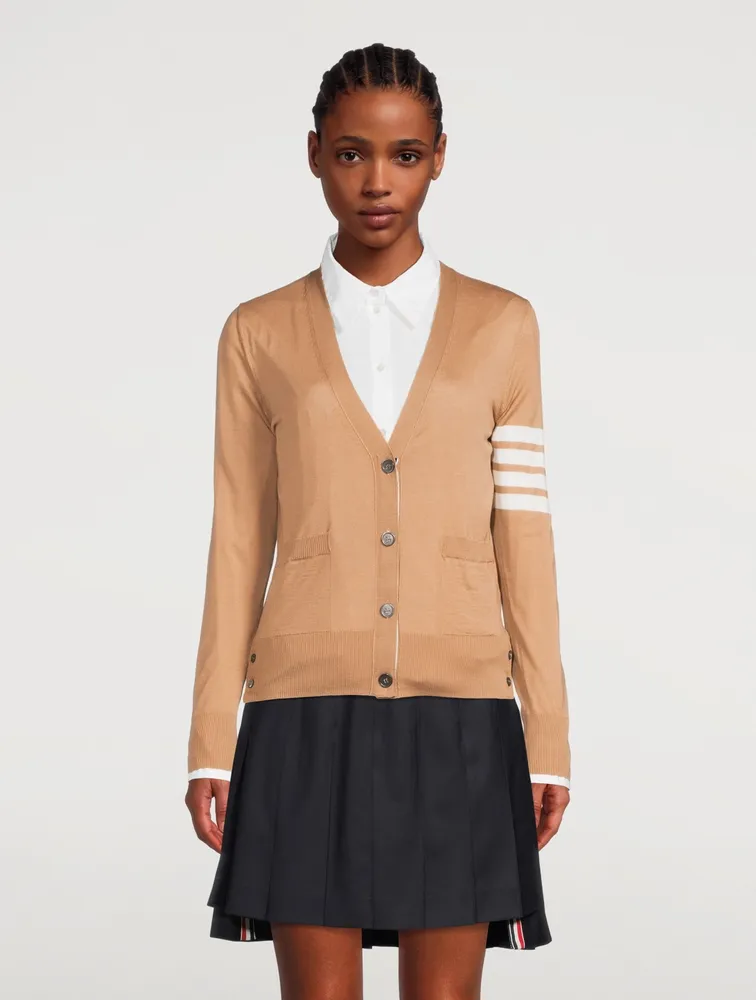 Wool Cardigan With Four-Bar Stripe