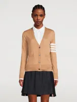 Wool Cardigan With Four-Bar Stripe