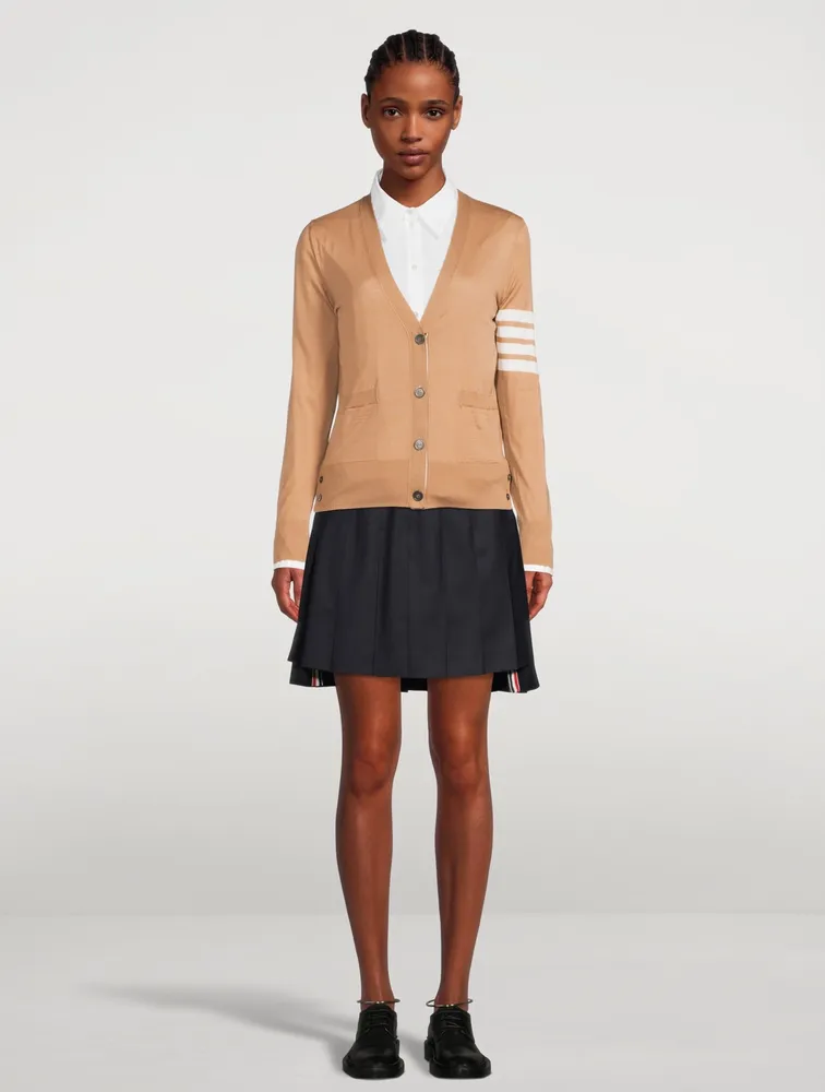 Wool Cardigan With Four-Bar Stripe