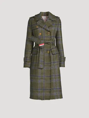 Madras Check Double-Breasted Wool Coat