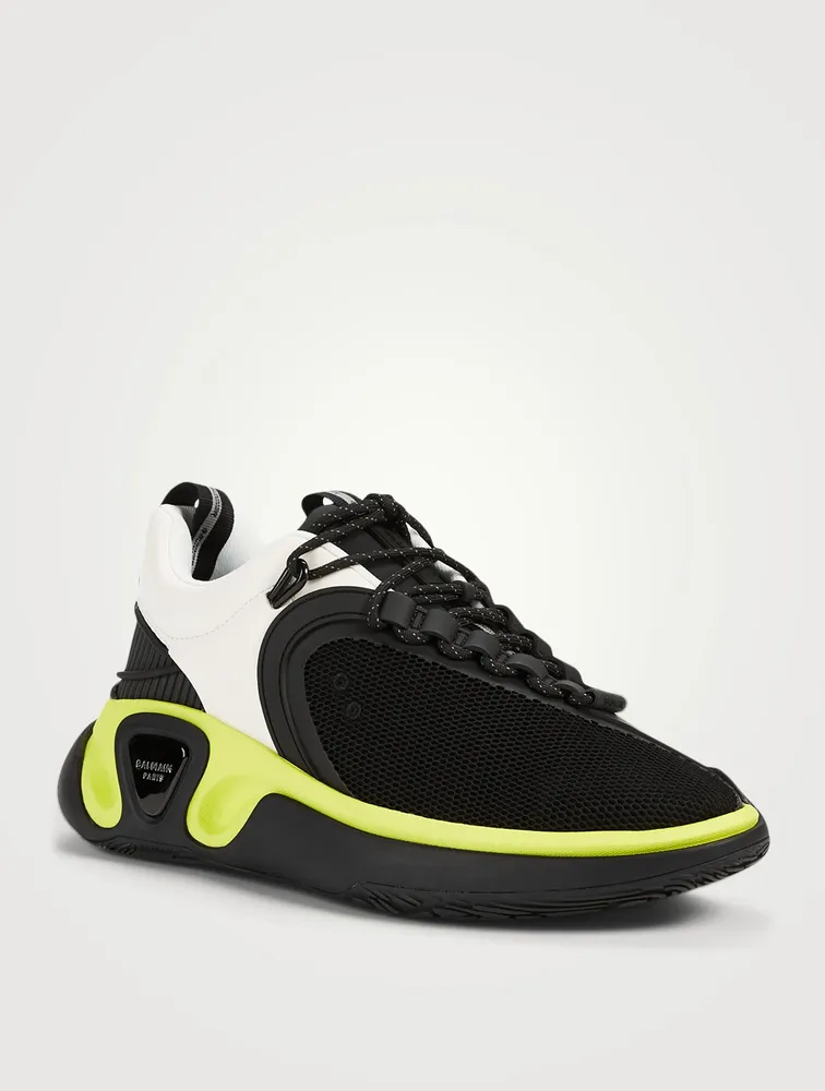 B-Runner Gummy Leather And Mesh Sneakers