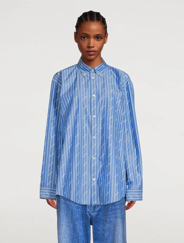 Logo Poplin Shirt Pinstripe Print