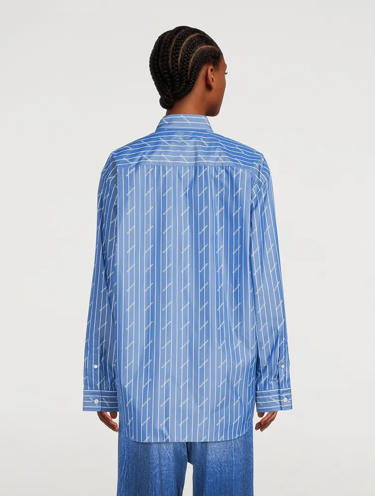 Logo Poplin Shirt Pinstripe Print