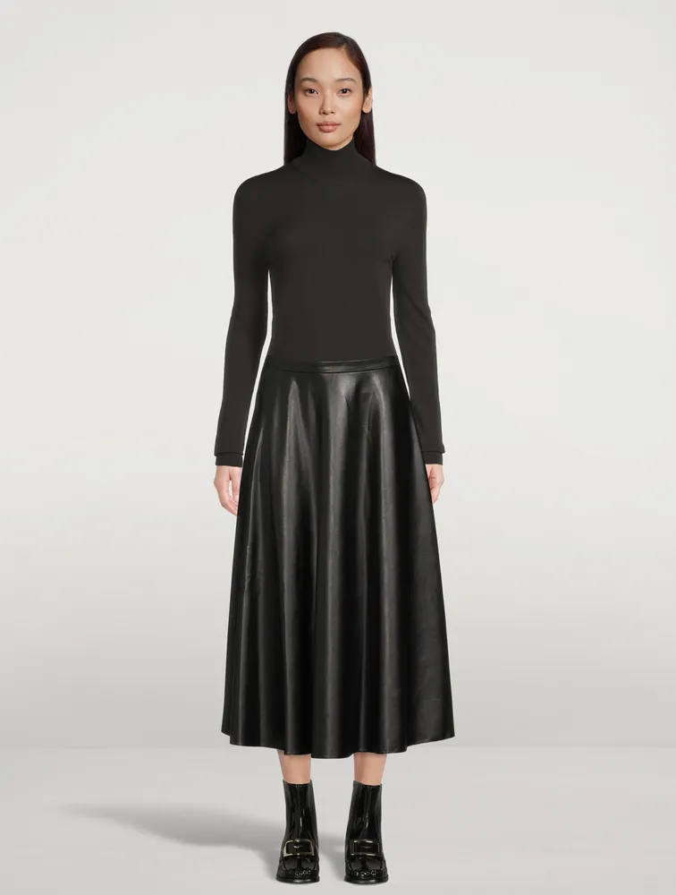 Vegan Leather Midi Skirt