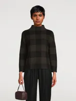 Virgin Wool Sweater Checkerboard Print