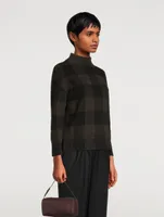 Virgin Wool Sweater Checkerboard Print