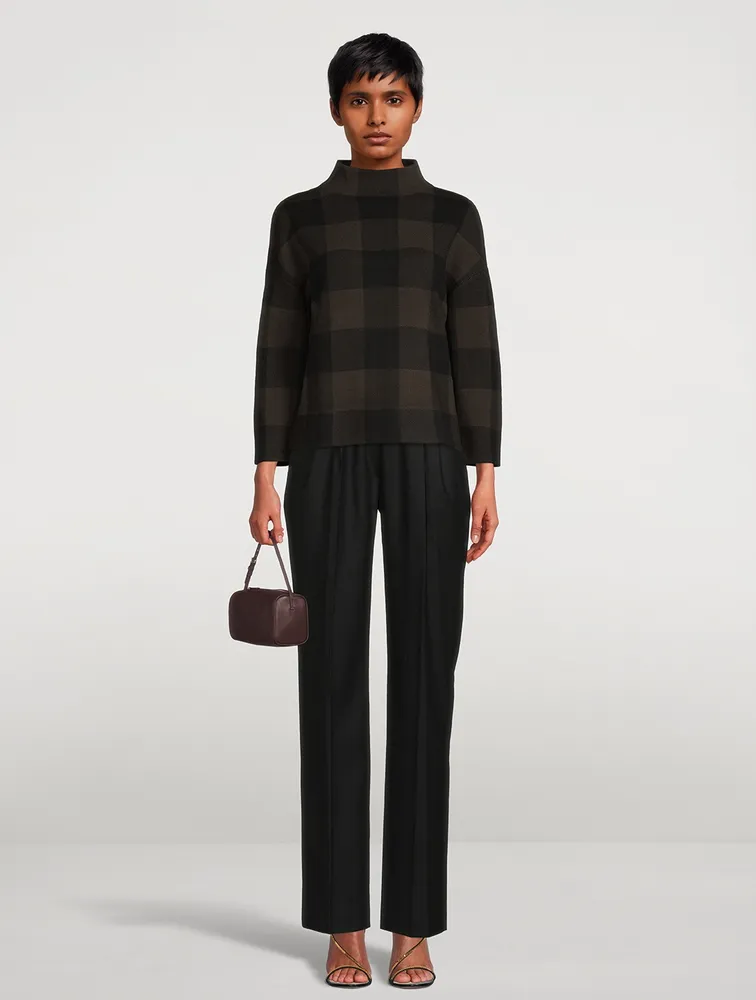 Virgin Wool Sweater Checkerboard Print