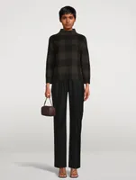 Virgin Wool Sweater Checkerboard Print