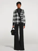 Asymmetric Jacquard Check Virgin Wool Cardigan