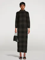 Stretch Virgin Wool Pencil Skirt Checkerboard Print