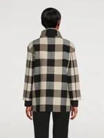 Stand Collar Jacket Checkerboard Print
