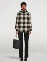 Stand Collar Jacket Checkerboard Print