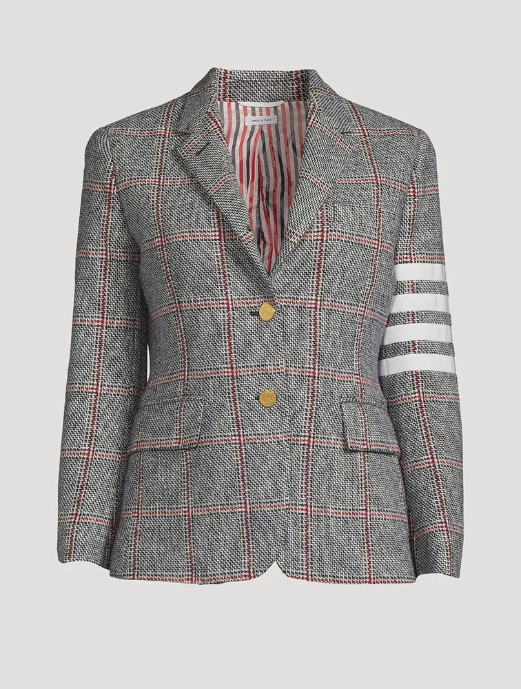 Windowpane Jacquard Wool Blazer