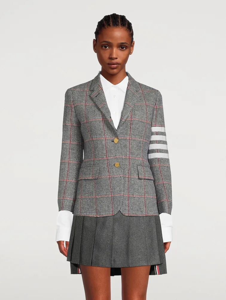 Windowpane Jacquard Wool Blazer