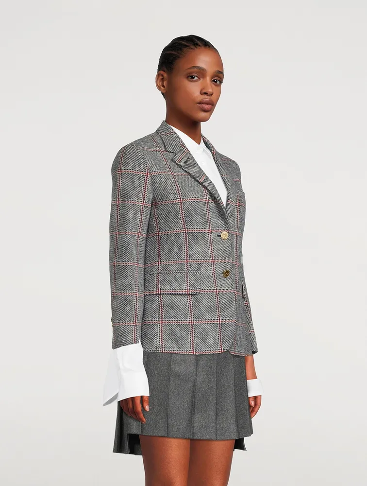 Windowpane Jacquard Wool Blazer